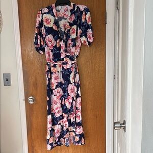 Old Navy Floral Midi Dress - Navy and Pink